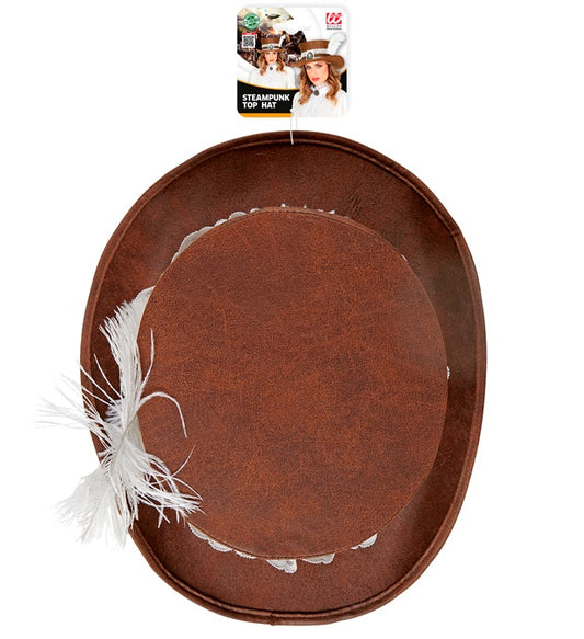 Top Hat Steampunk Distressed Leatherlook 12 Cm