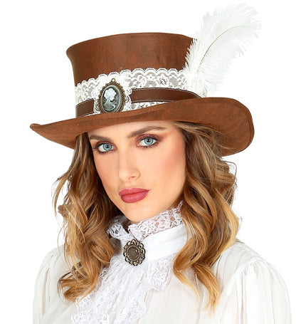 Top Hat Steampunk Distressed Leatherlook 12 Cm