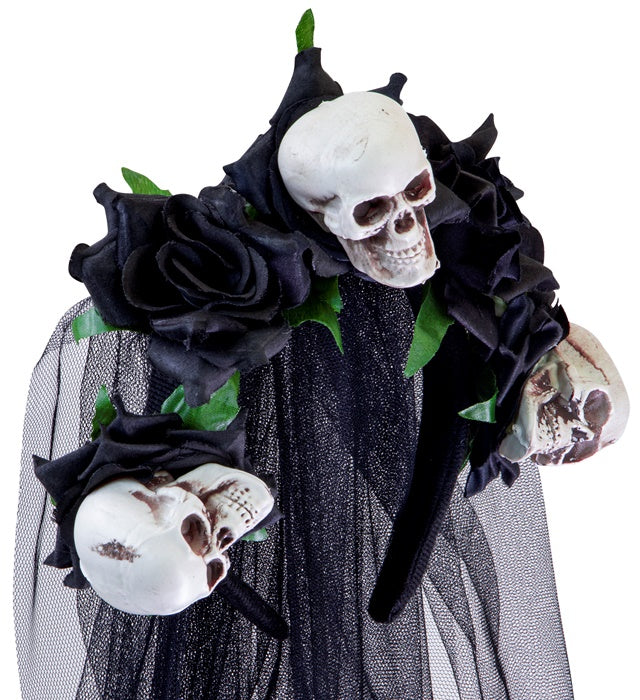 Skulls & Black Roses Bridal Veil