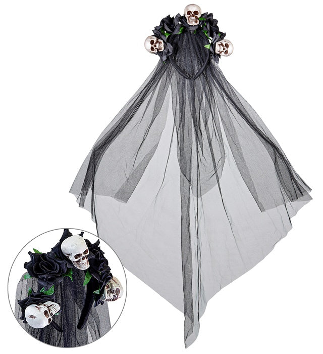 Skulls & Black Roses Bridal Veil