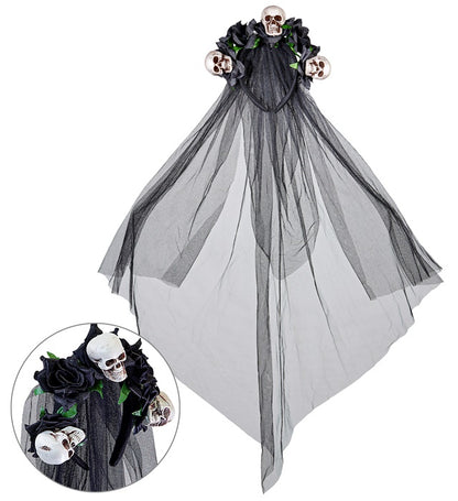 Skulls & Black Roses Bridal Veil