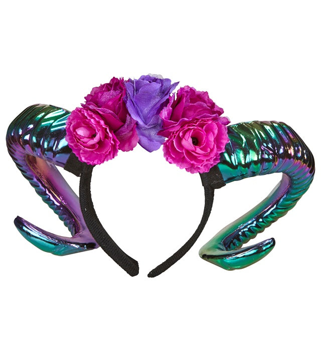 Oil Slick Ram Horns With Flowers
