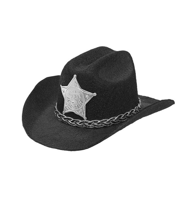 Black Cowboy Mini Hat With Sheriff Star Felt