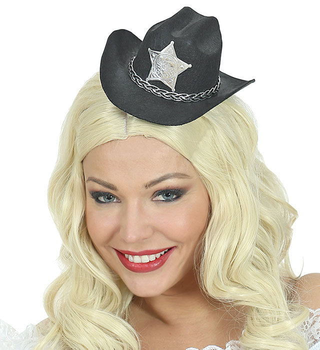 Black Cowboy Mini Hat With Sheriff Star Felt