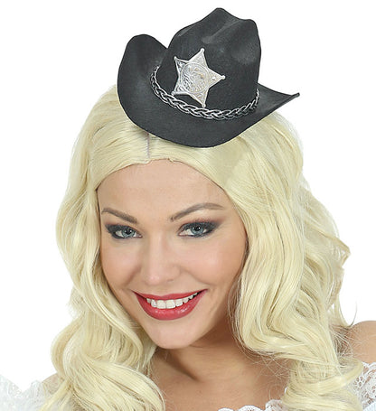 Black Cowboy Mini Hat With Sheriff Star Felt