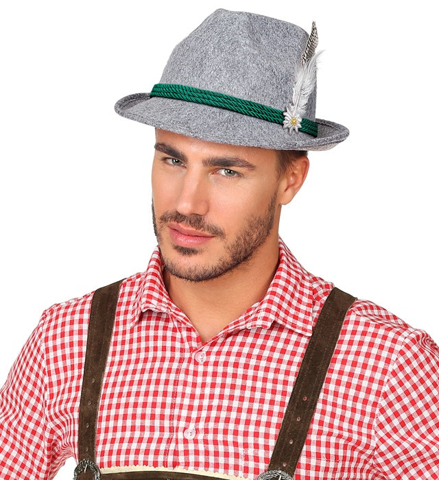 Felt “Bavarian Hat With Feathers And Edelweiss”