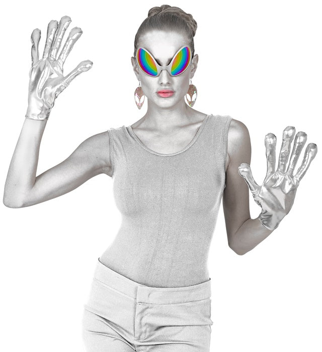 Metallic Space Alien Gloves