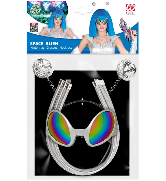 Space Alien  Antennas, Glasses, Necklace 