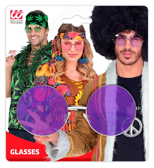 Xl Hippie Glasses With Purple Lenses Diam. 6 Cm