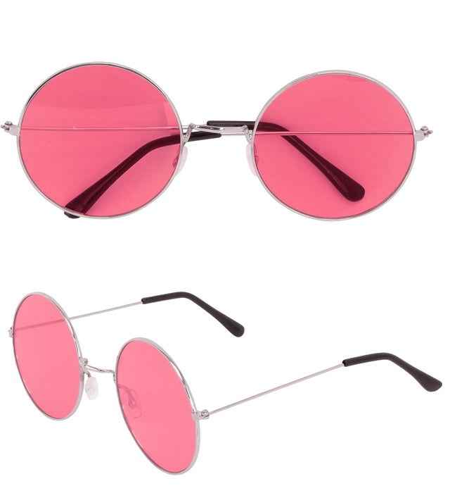Xl Hippie Glasses With Pink Lenses Diam. 6 Cm