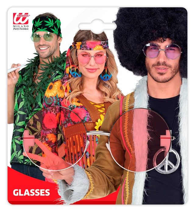 Xl Hippie Glasses With Pink Lenses Diam. 6 Cm