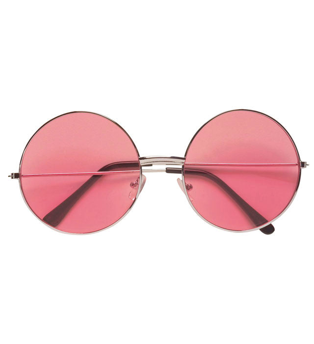 Xl Hippie Glasses With Pink Lenses Diam. 6 Cm