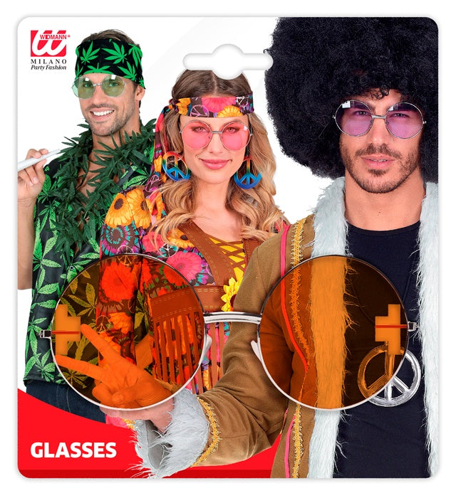 Xl Hippie Glasses With Orange Lenses Diam. 6 Cm