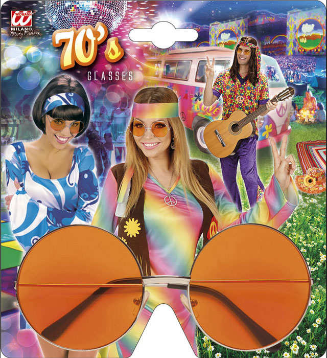 Xl Hippie Glasses With Orange Lenses Diam. 6 Cm
