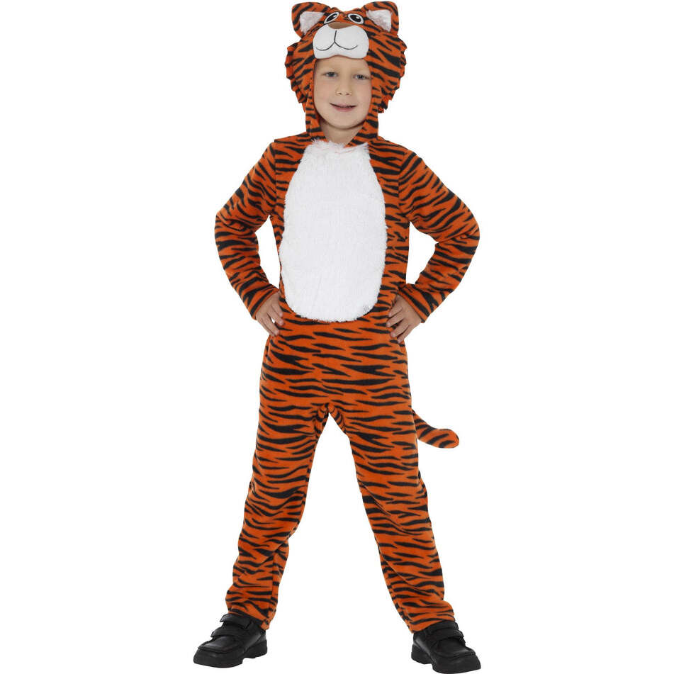 Tiger Costume Kids Hooded Jumpsuit with Tail 1