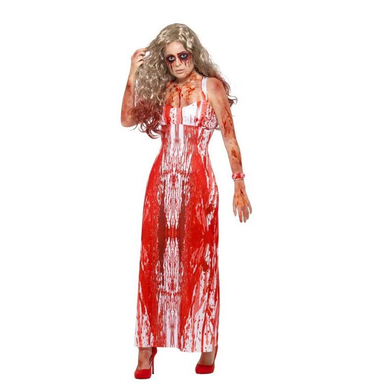 Bloody Prom Queen Costume Adult White Red 1
