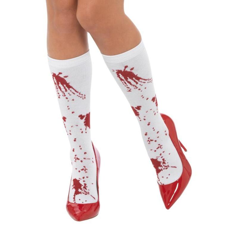 Blood Splatter Socks Adult White 1