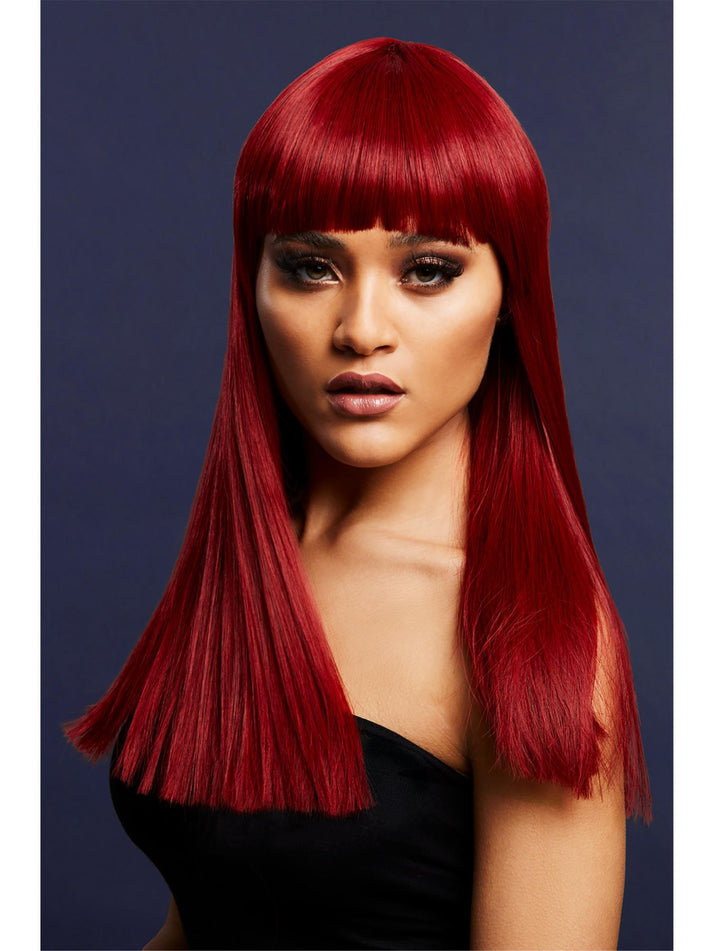 Fever Alexia Wig True Blend Ruby Red Long Blunt Cut with Fringe 38cm
