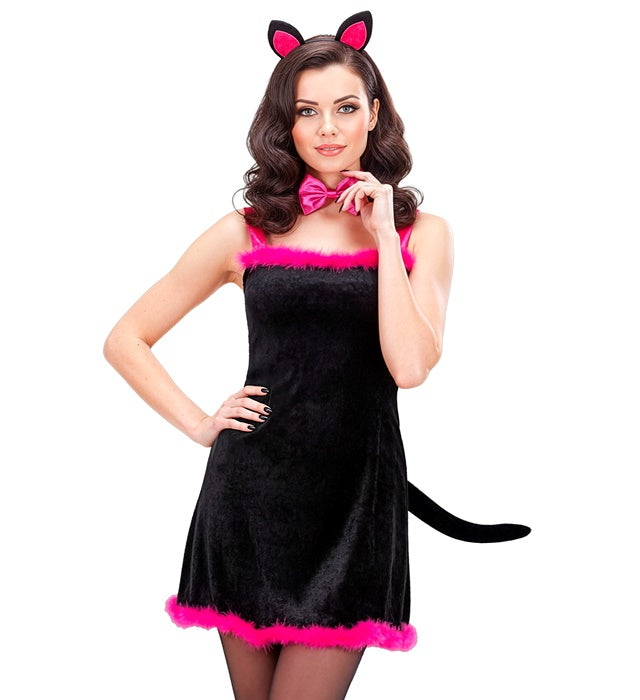 Kitty Kat Velvet  Dress With Tail, Bow Tie, Ears 