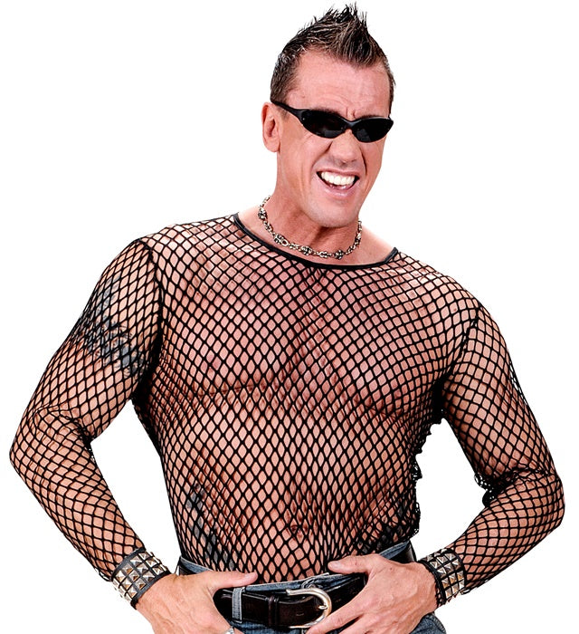 80S / Punk / Rocker Fishnet Shirt - Black
