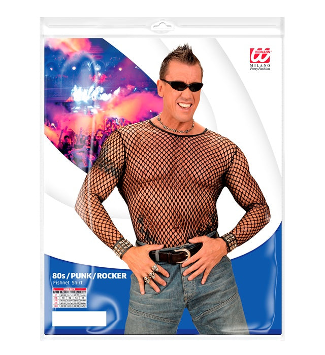 80S / Punk / Rocker Fishnet Shirt - Black