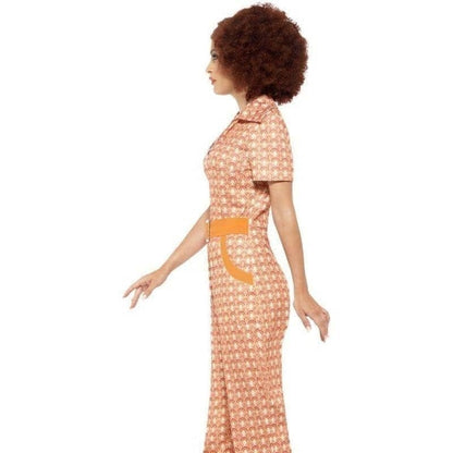 70s Authentic Chic Costume Adult Orange Disco Jumpsuit 3