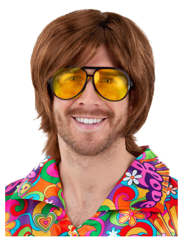 70s Aviator Specs Yellow Lens Disco Glasses 1