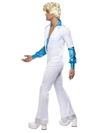 70s Disco Man Costume Adult White ABBA Jumpsuit 2