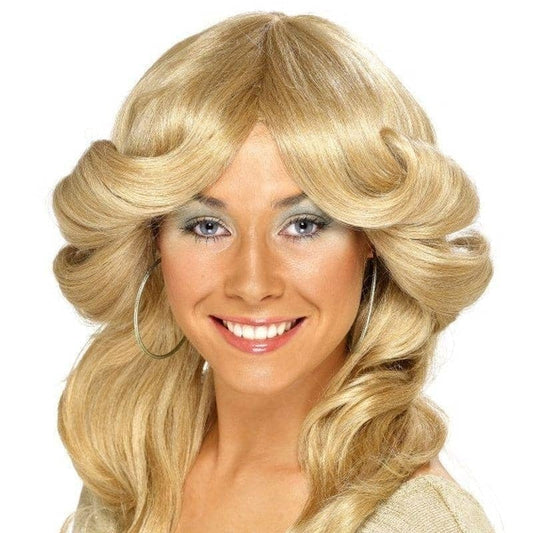 70s Flick Wig Blonde Long Wavy and Layered Adult Costume Hair 2