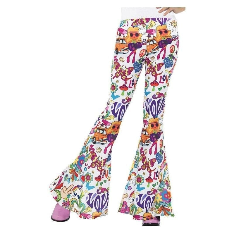 70s Groovy Flared Trousers Ladies Adult White_2