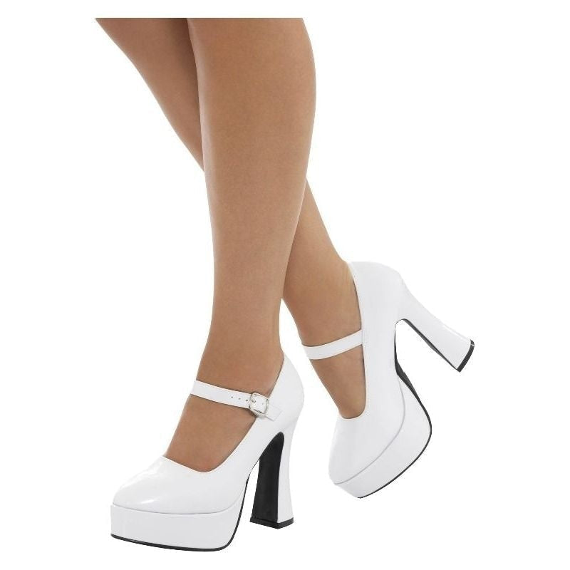 70s Ladies Platform Shoes Adult White 5 Inch Heel 2
