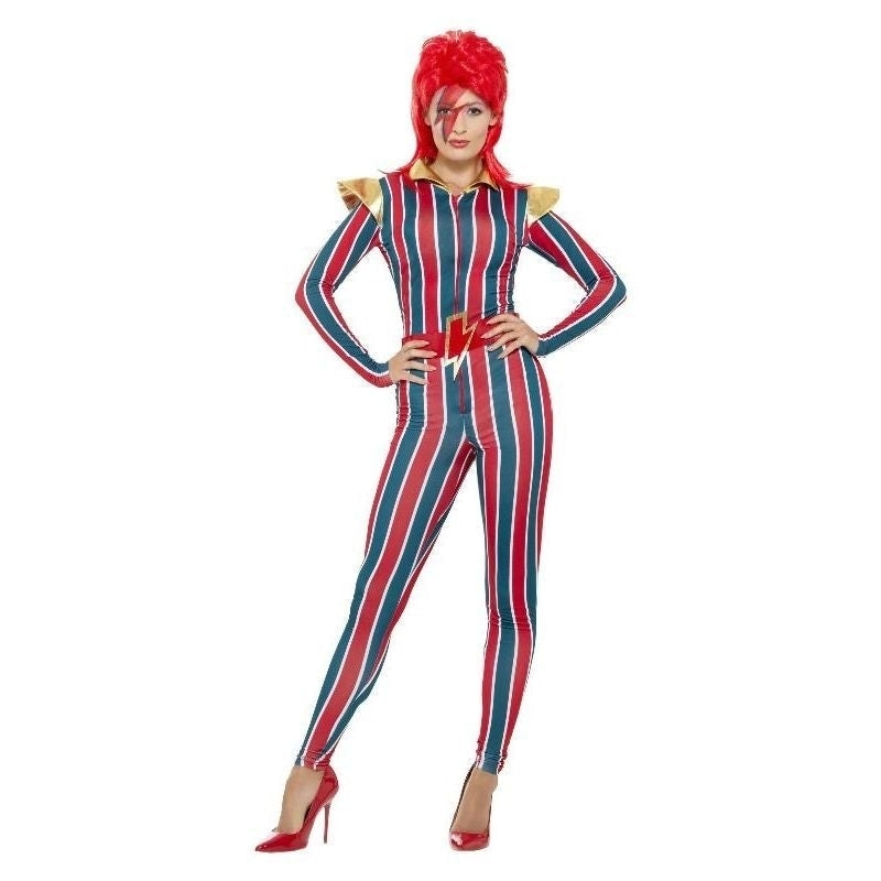 70s Miss Space Superstar Ziggy Costume Adult Jumpsuit Red Blue 2