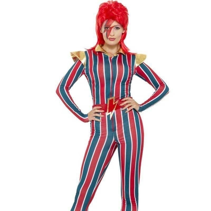 70s Miss Space Superstar Ziggy Costume Adult Jumpsuit Red Blue 1