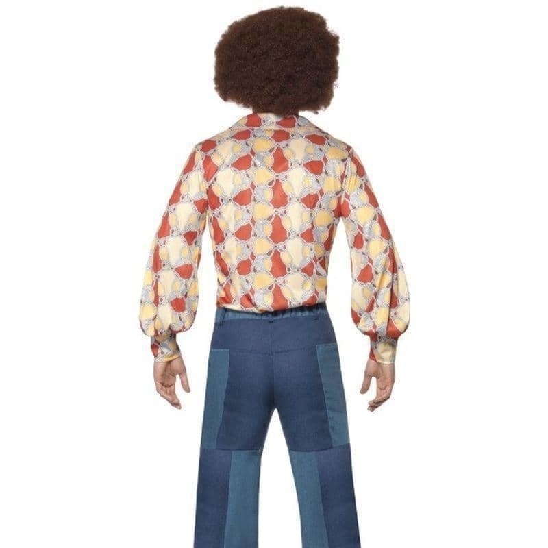 70s Patchwork Denim Look Deluxe Mens Blue Flares 3