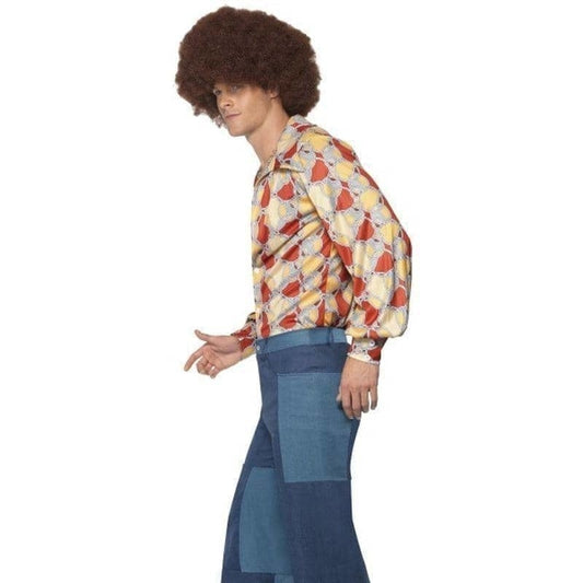 70s Patchwork Denim Look Deluxe Mens Blue Flares 1