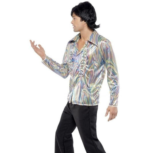 70s Retro Costume Adult Psychedelic Shirt Black Flared Trousers 2