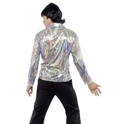 70s Retro Costume Adult Psychedelic Shirt Black Flared Trousers 3