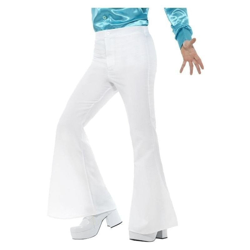 70s Style Flared Trousers Mens White_2