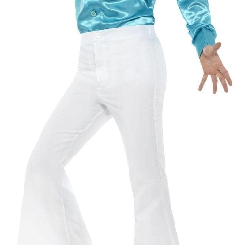 70s Style Flared Trousers Mens White_1