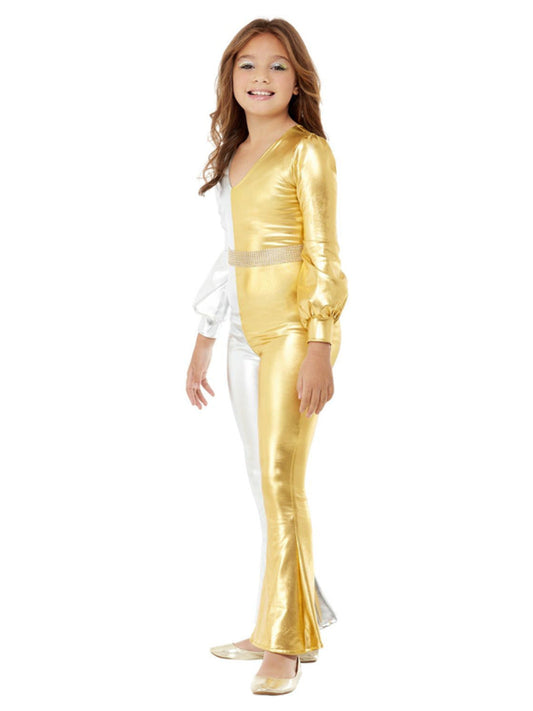 70s Super Chic Costume Kids Gold Silver Jumpsuit 2