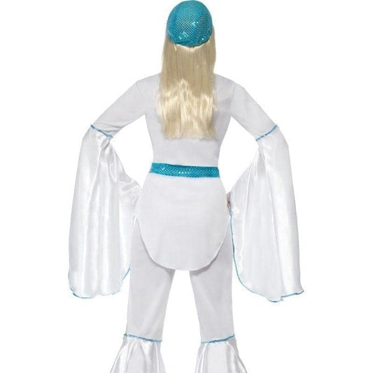 70s Super Trooper Costume Adult White Blue Top Trousers Hat Belt 2