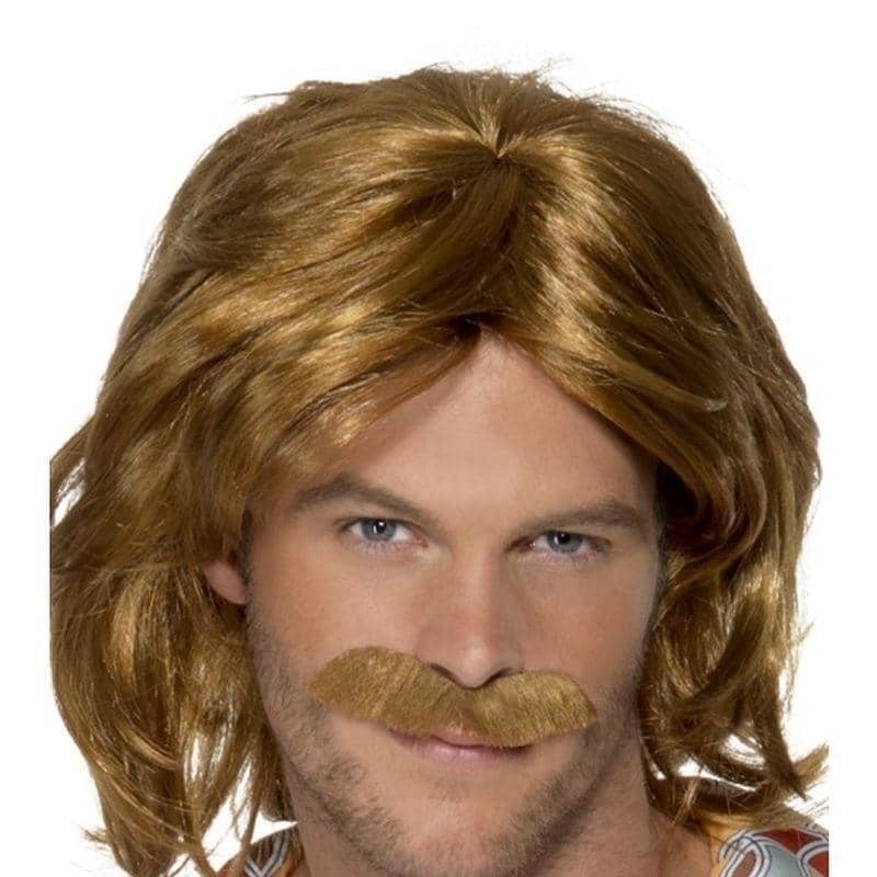 70s Super Trouper Wig and Moustache Adult Brown Costume Accessory 1