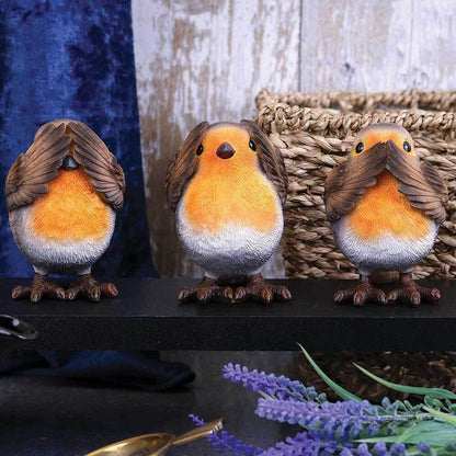 Three Wise Robin Figurines 8cm Robins 7