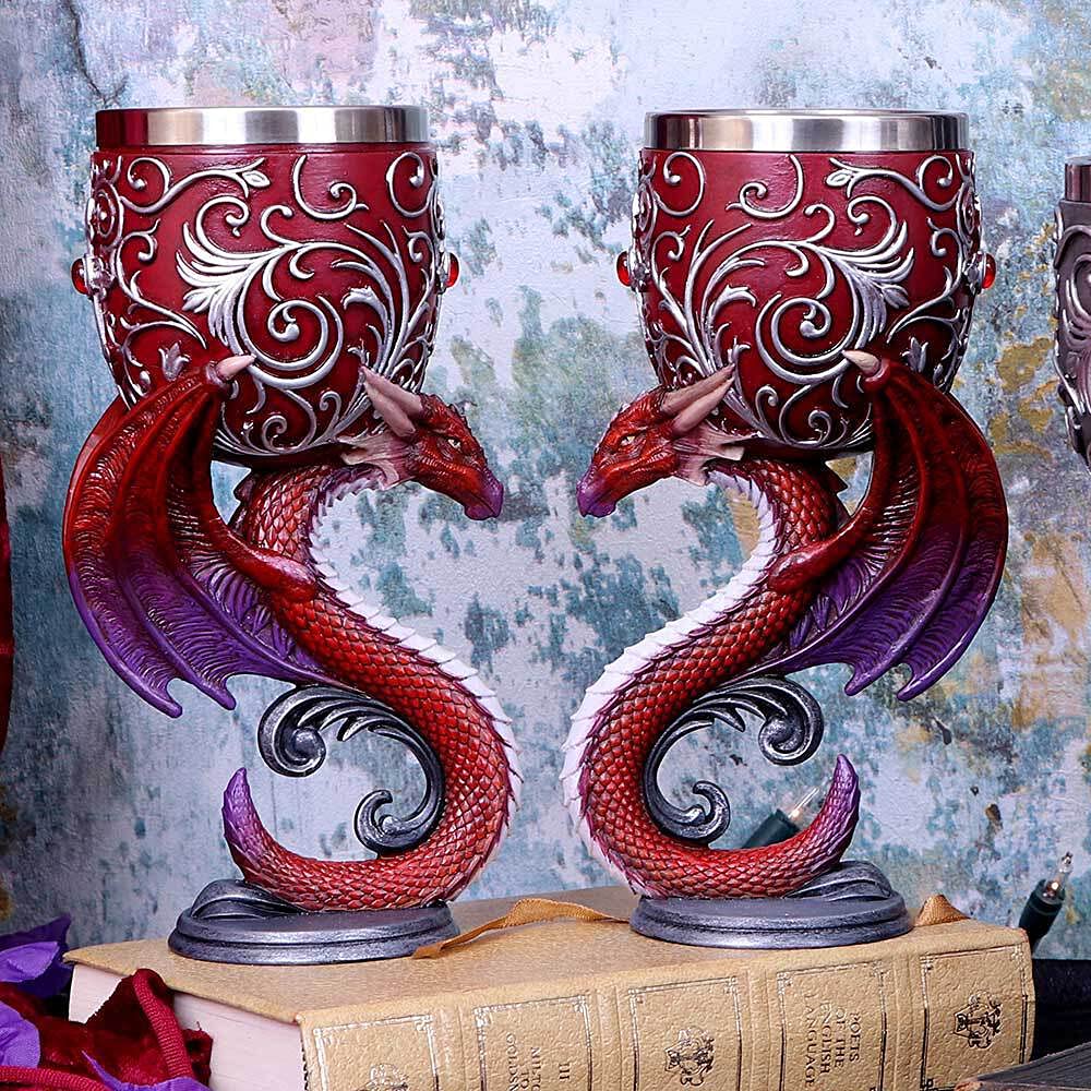 Dragons Devotion Twin Dragon Heart Set of Two Goblets 18.5cm 8