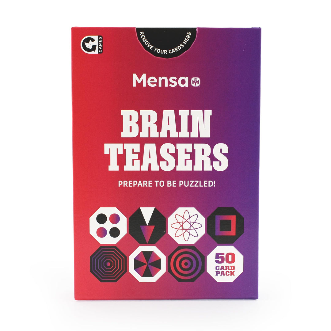 Ginger Fox Official Mensa Brainteasers Challenge Card Game - Prepare To Be Puzzled - Includes 50 Double-Sided Cards