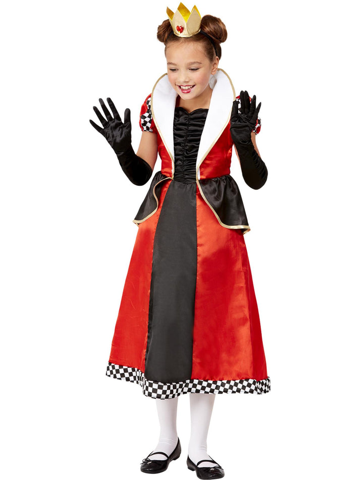 Queen Of Hearts Costume Childs Red Dress and Crown Headband 2