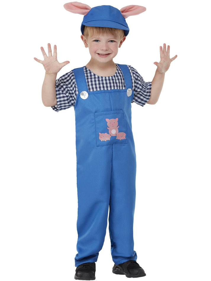 Toddler Country Piggy Costume Blue All In One and Hat 2
