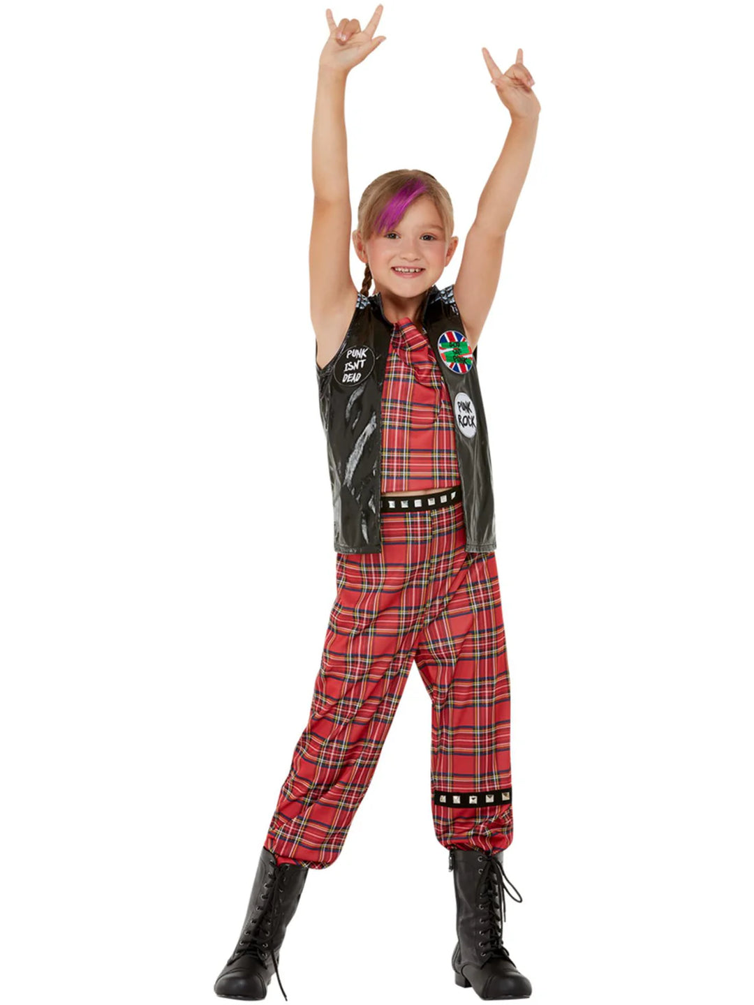 Punk Rocker Costume Child Red Top Trousers