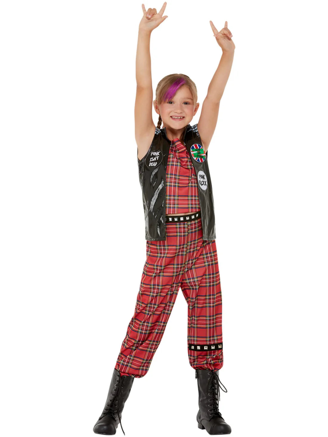 Punk Rocker Costume Child Red Top Trousers 2
