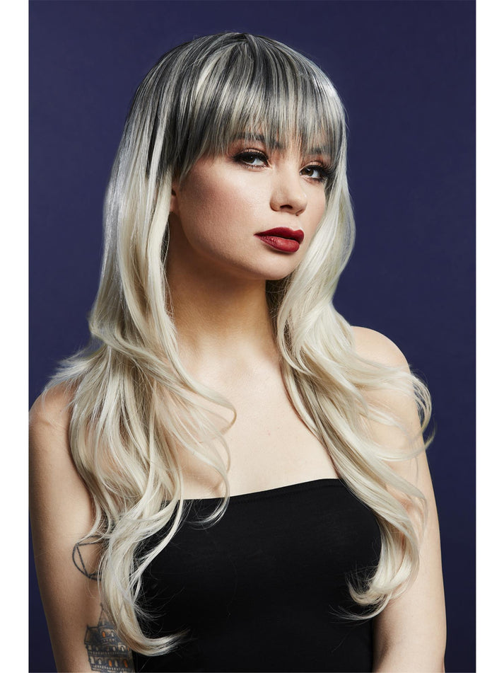 Fever Sienna Wig True Blend Blonde Dark Roots Long Feathered With Fringe 66cm 1